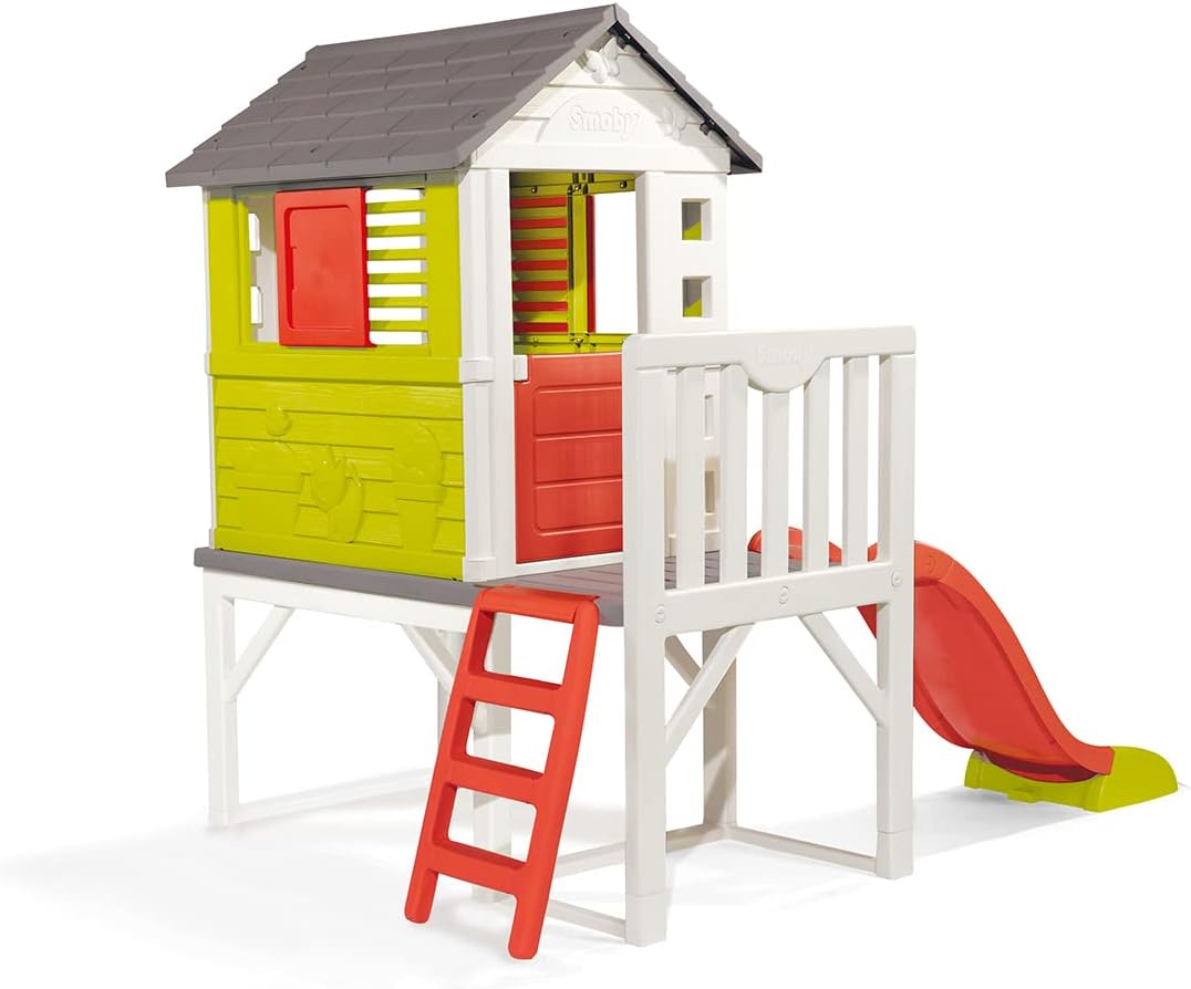 Smoby Kids Playhouse on Stilts with Slide | Strong and Durable Wendy House, Suitable for Outdoor and Garden Use