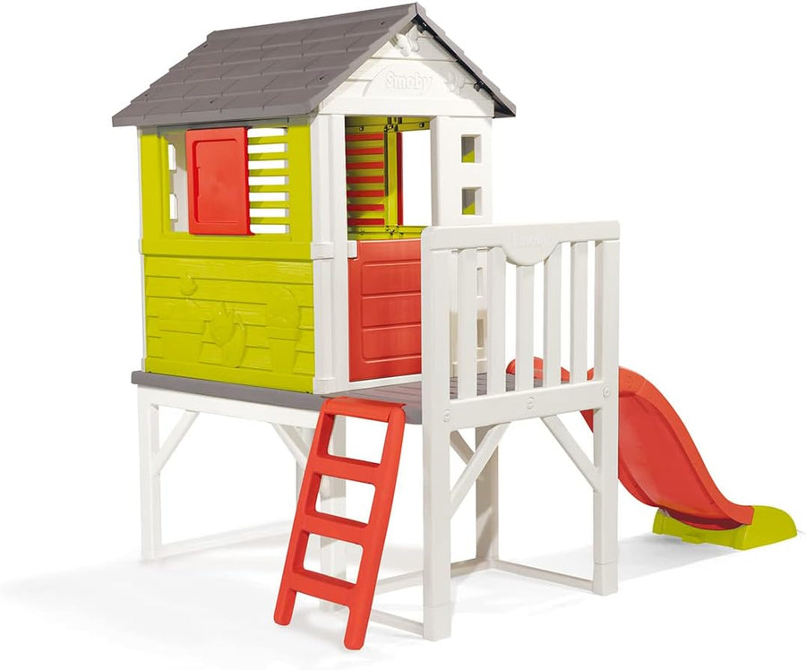 Smoby Kids Playhouse on Stilts with Slide | Strong and Durable Wendy House, Suitable for Outdoor and Garden Use