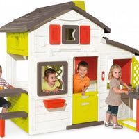 Smoby - Neo Friends House - Playhouse (2.1m tall) with accessories for kids, suitable both indoors and outdoorswith picnic table and kitchen for boys and girls aged 2 and over