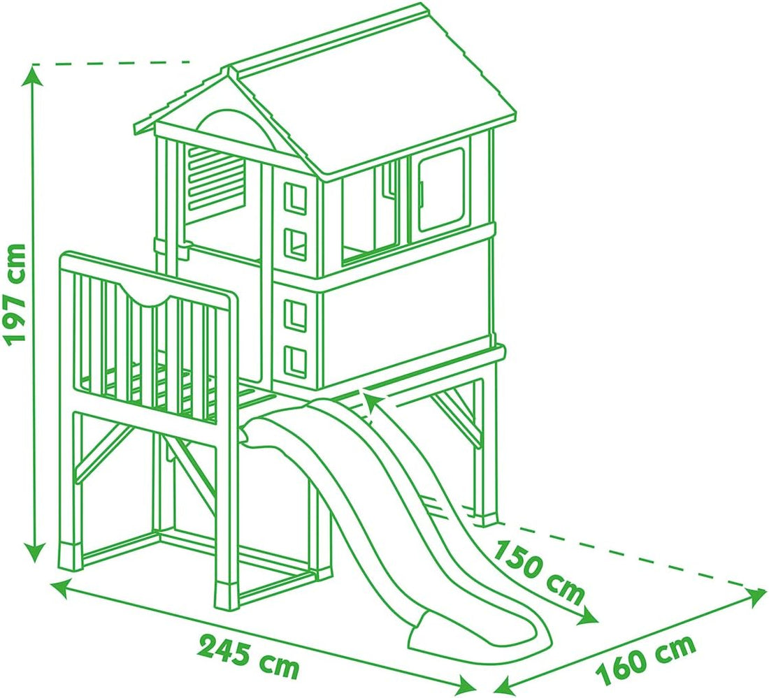 Smoby Kids Playhouse on Stilts with Slide | Strong and Durable Wendy House, Suitable for Outdoor and Garden Use