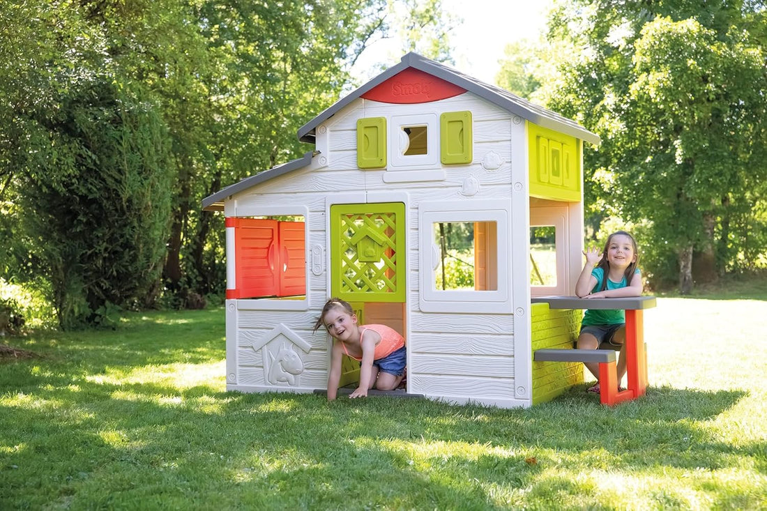 Smoby - Neo Friends House - Playhouse (2.1m tall) with accessories for kids, suitable both indoors and outdoorswith picnic table and kitchen for boys and girls aged 2 and over
