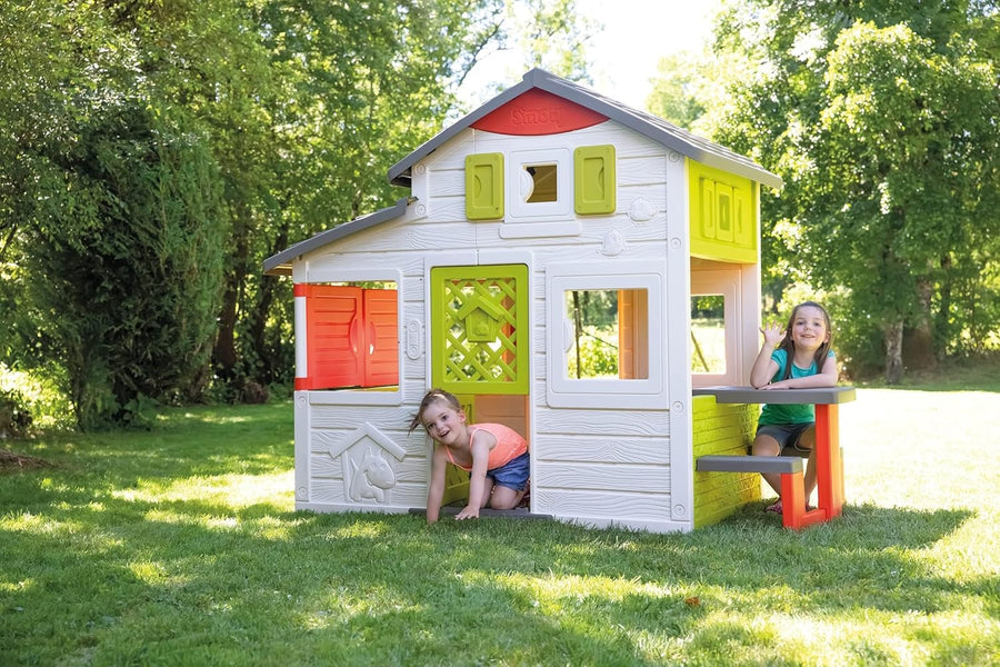 Smoby - Neo Friends House - Playhouse (2.1m tall) with accessories for kids, suitable both indoors and outdoorswith picnic table and kitchen for boys and girls aged 2 and over