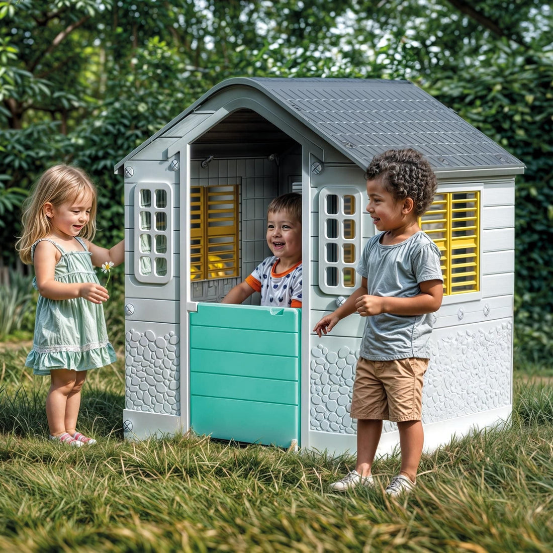Dolu Kids Outdoor Playhouse – White