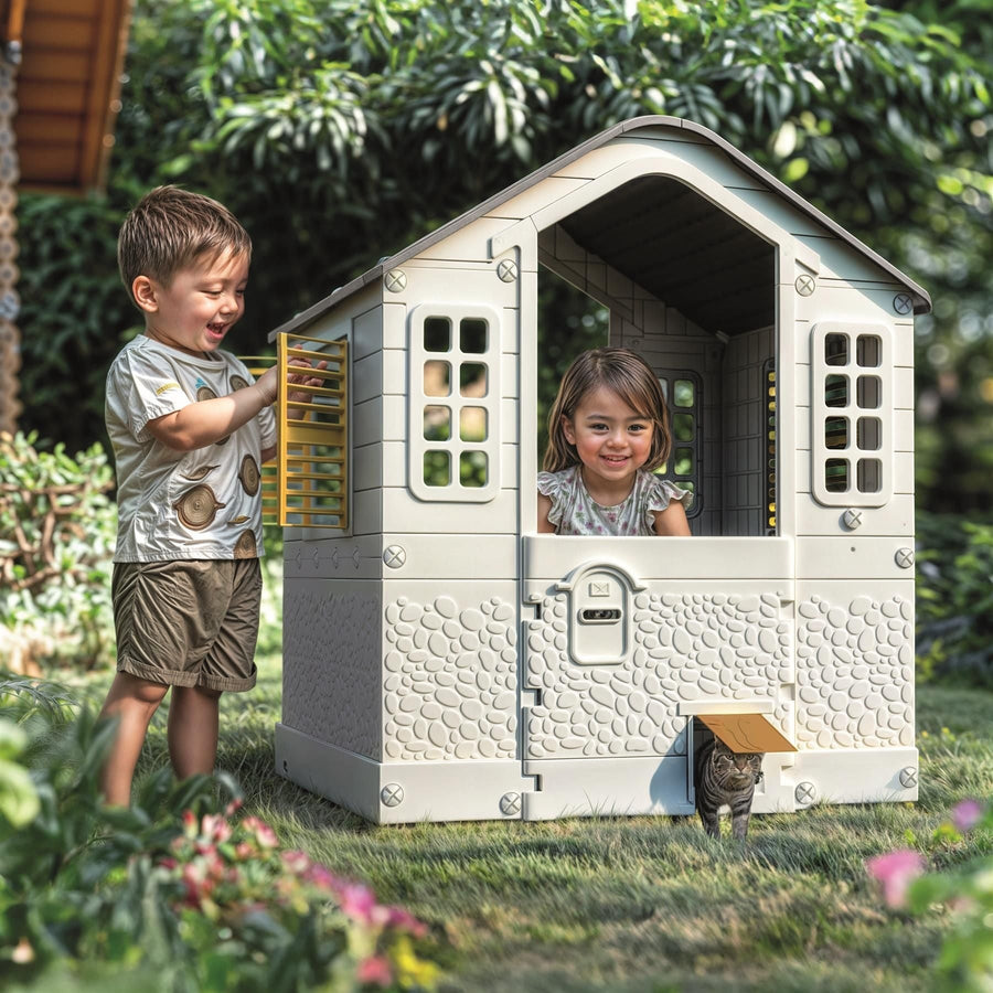 Dolu Kids Outdoor Playhouse – White